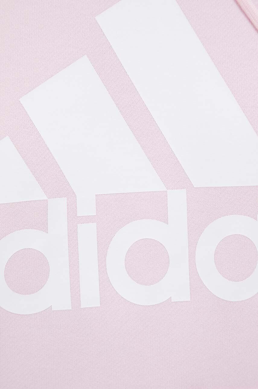 adidas Bavlnená mikina dámska ružová farba s kapucňou s potlačou - Pepit.sk