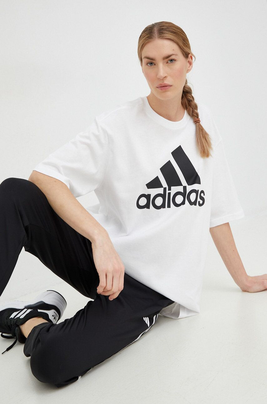 adidas Bavlnené tričko biela farba - Pepit.sk