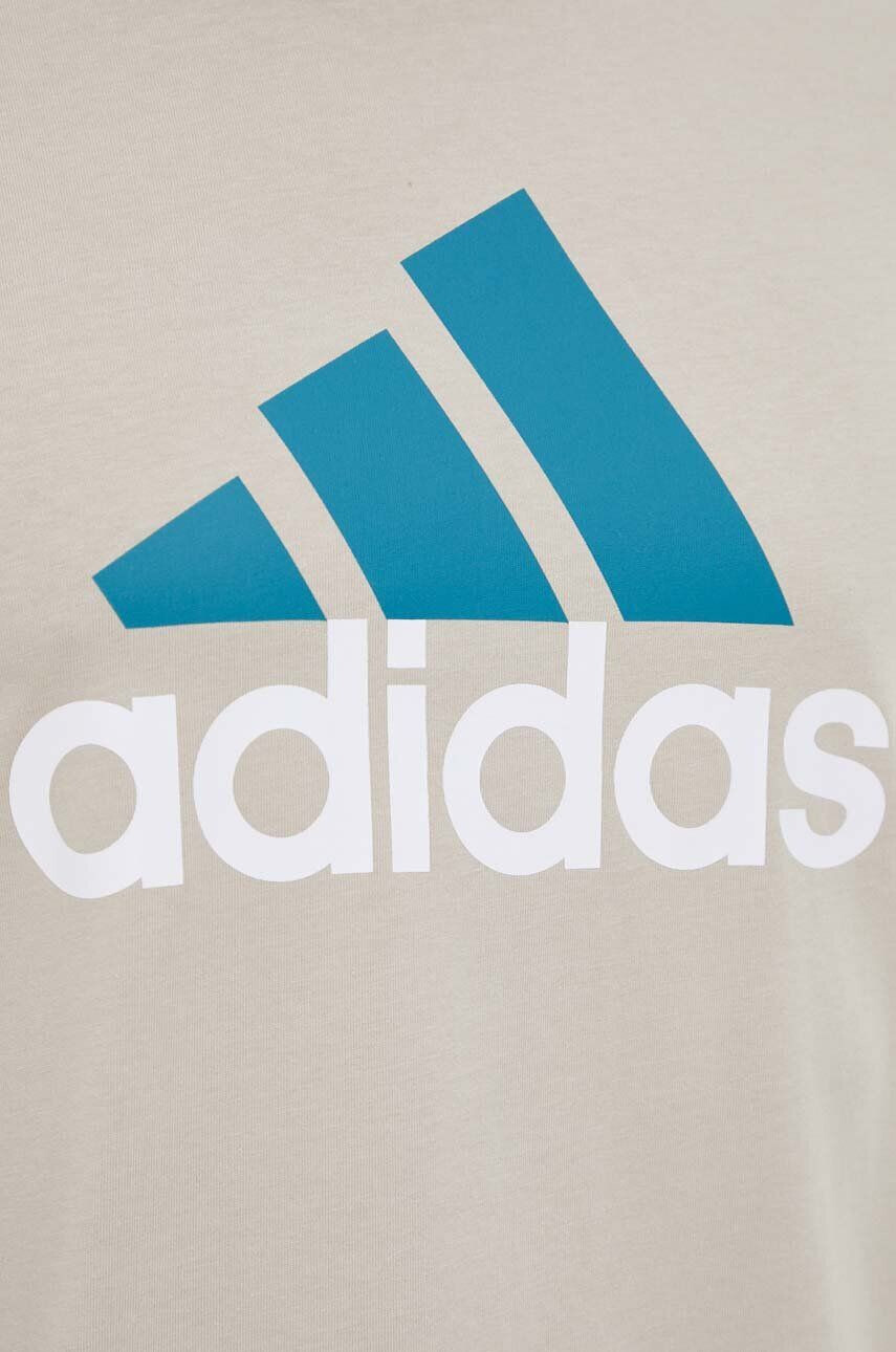 adidas Bavlnené tričko béžová farba s potlačou - Pepit.sk