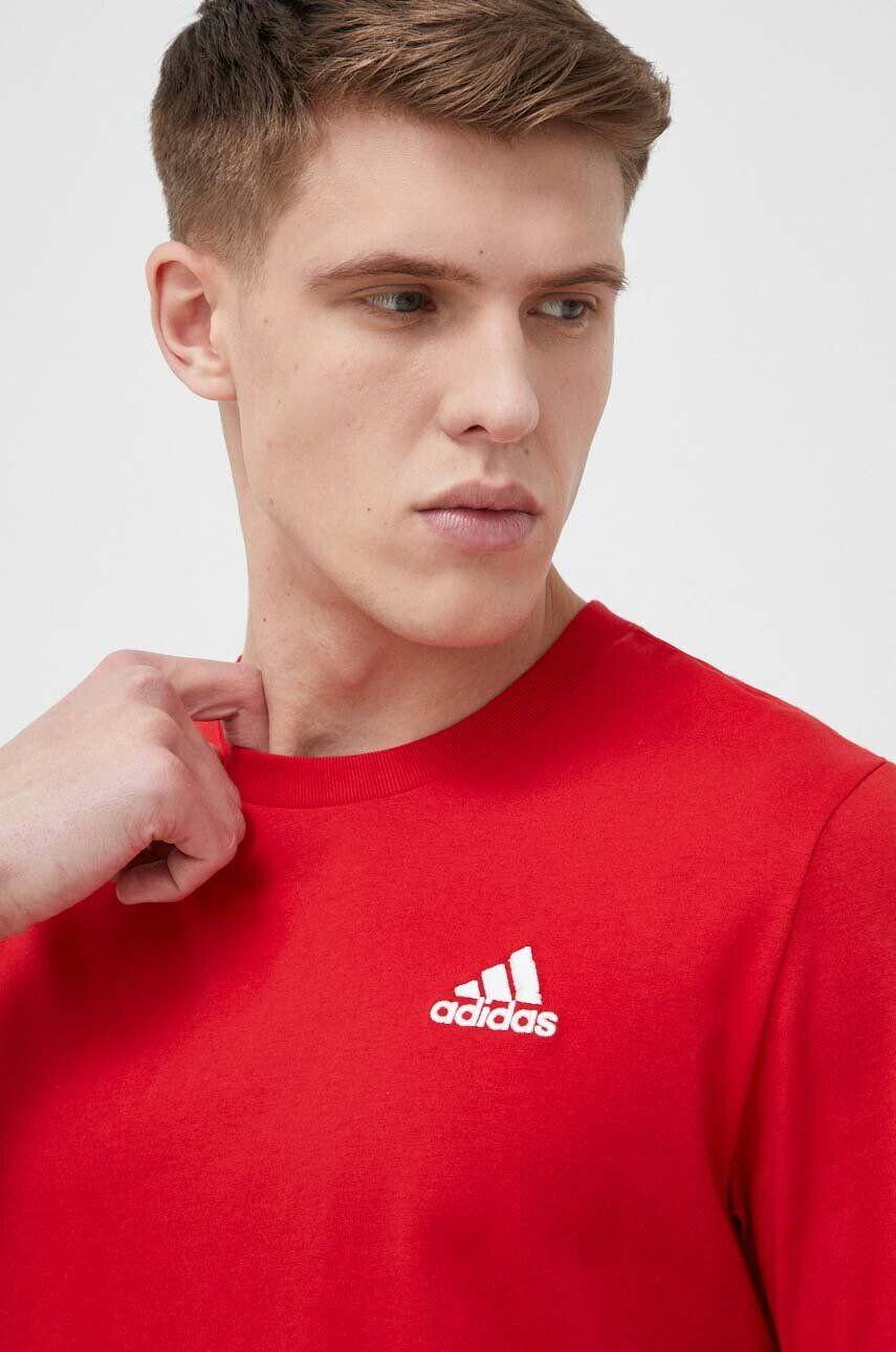 adidas Bavlnené tričko červená farba jednofarebné - Pepit.sk