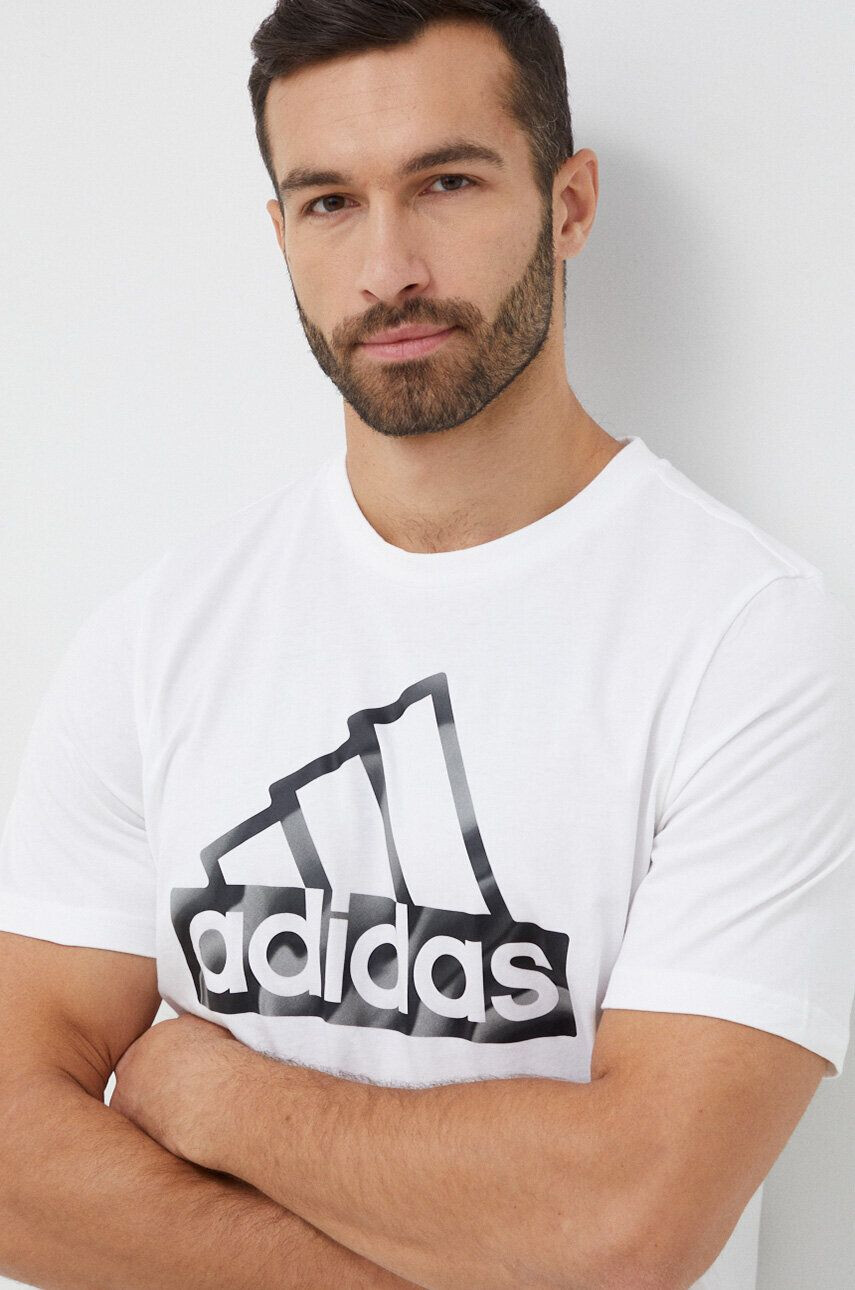 adidas Bavlnené tričko biela farba s potlačou - Pepit.sk