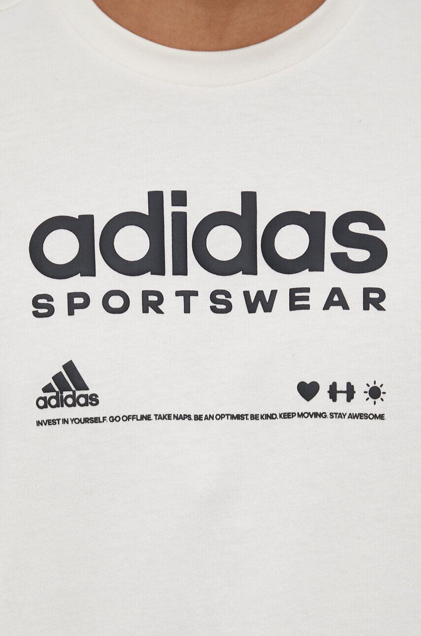 adidas Bavlnené tričko béžová farba vzorované - Pepit.sk