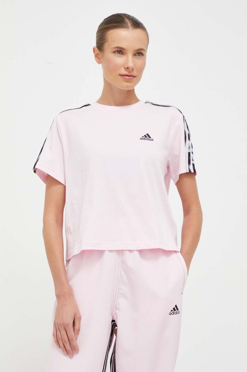 adidas Bavlnené tričko ružová farba - Pepit.sk