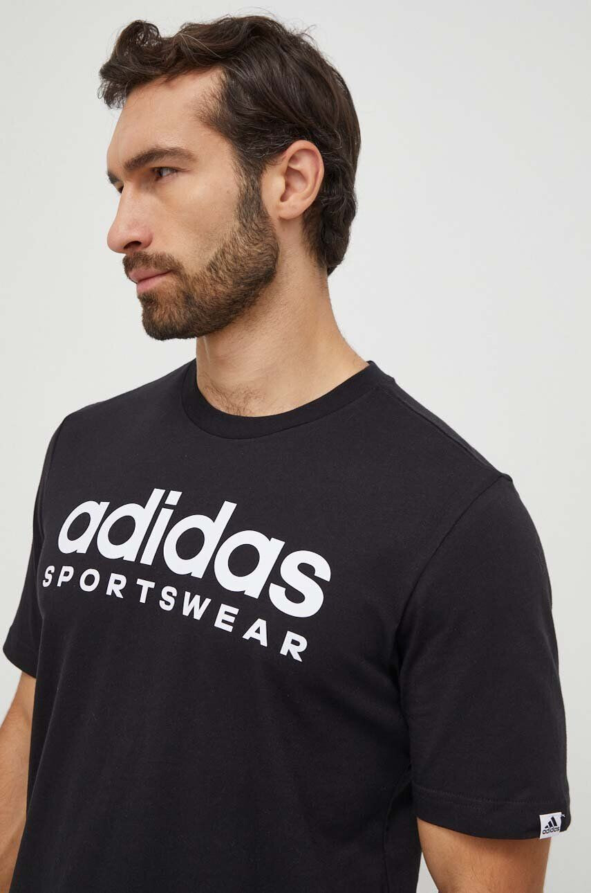 adidas Bavlnené tričko pánsky čierna farba s potlačou - Pepit.sk