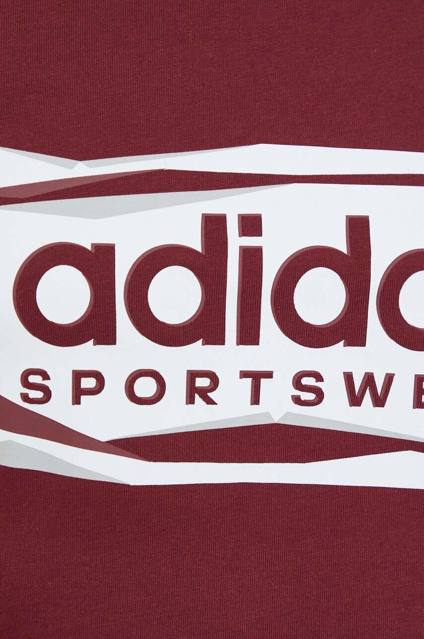 adidas Bavlnené tričko pánsky bordová farba s potlačou - Pepit.sk