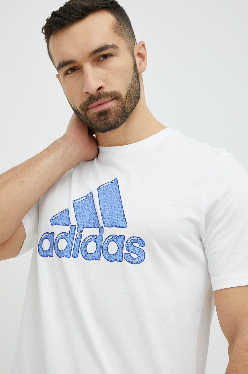 adidas Bavlnené tričko biela farba s potlačou - Pepit.sk