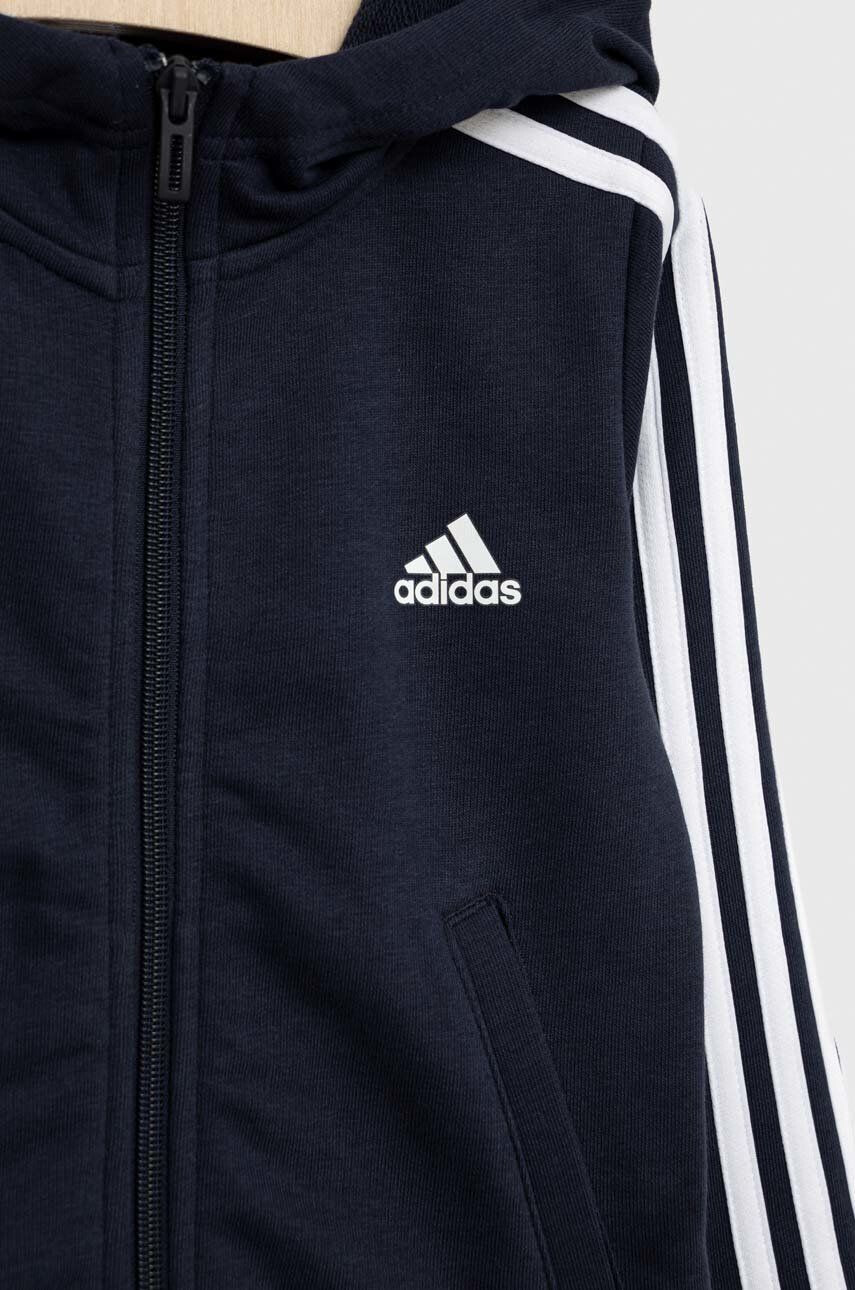 adidas Detská mikina G 3S FZ tmavomodrá farba s kapucňou s nášivkou - Pepit.sk