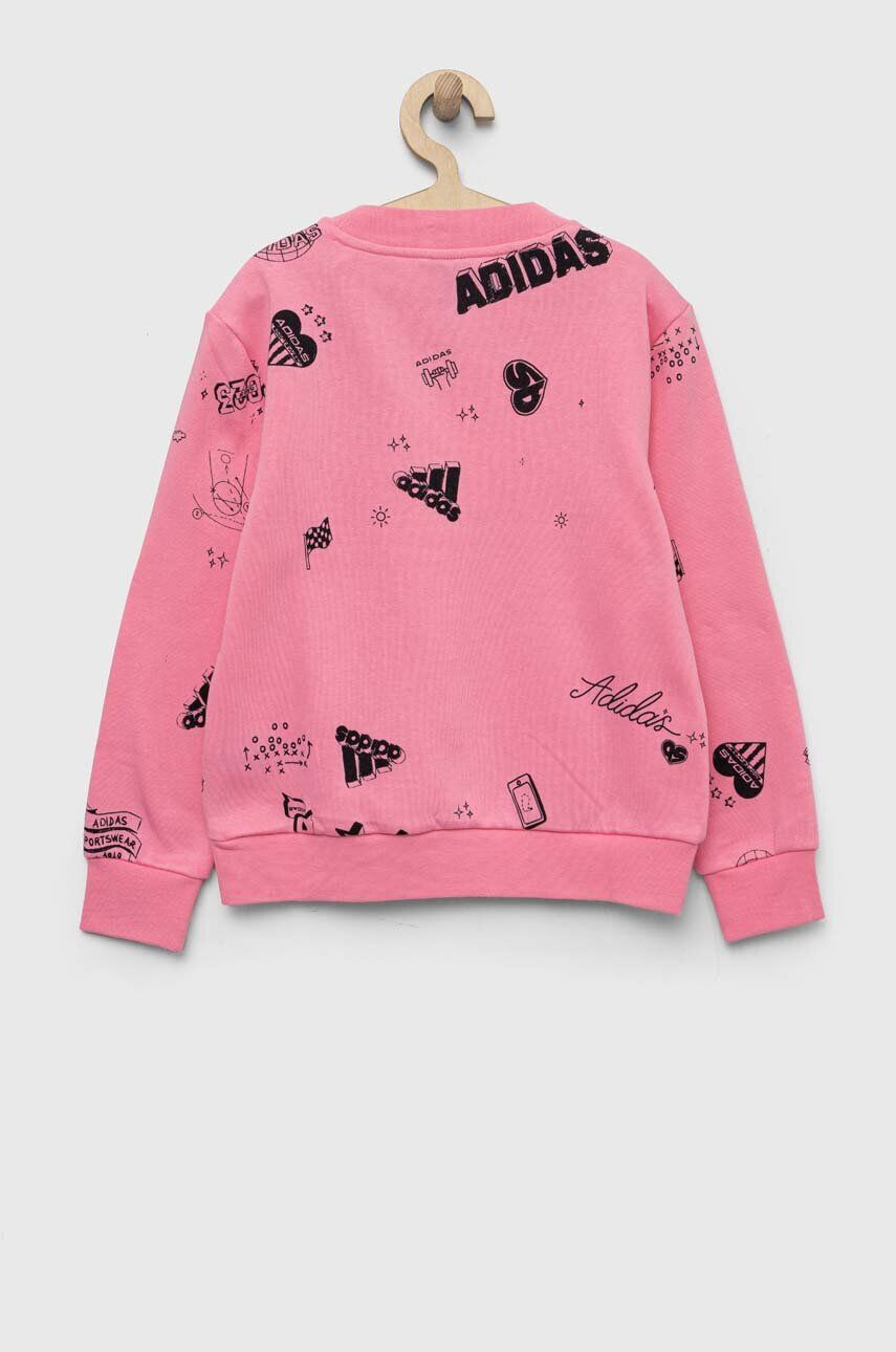 adidas Detská mikina JG BLUV Q3SWEAT ružová farba vzorovaná - Pepit.sk