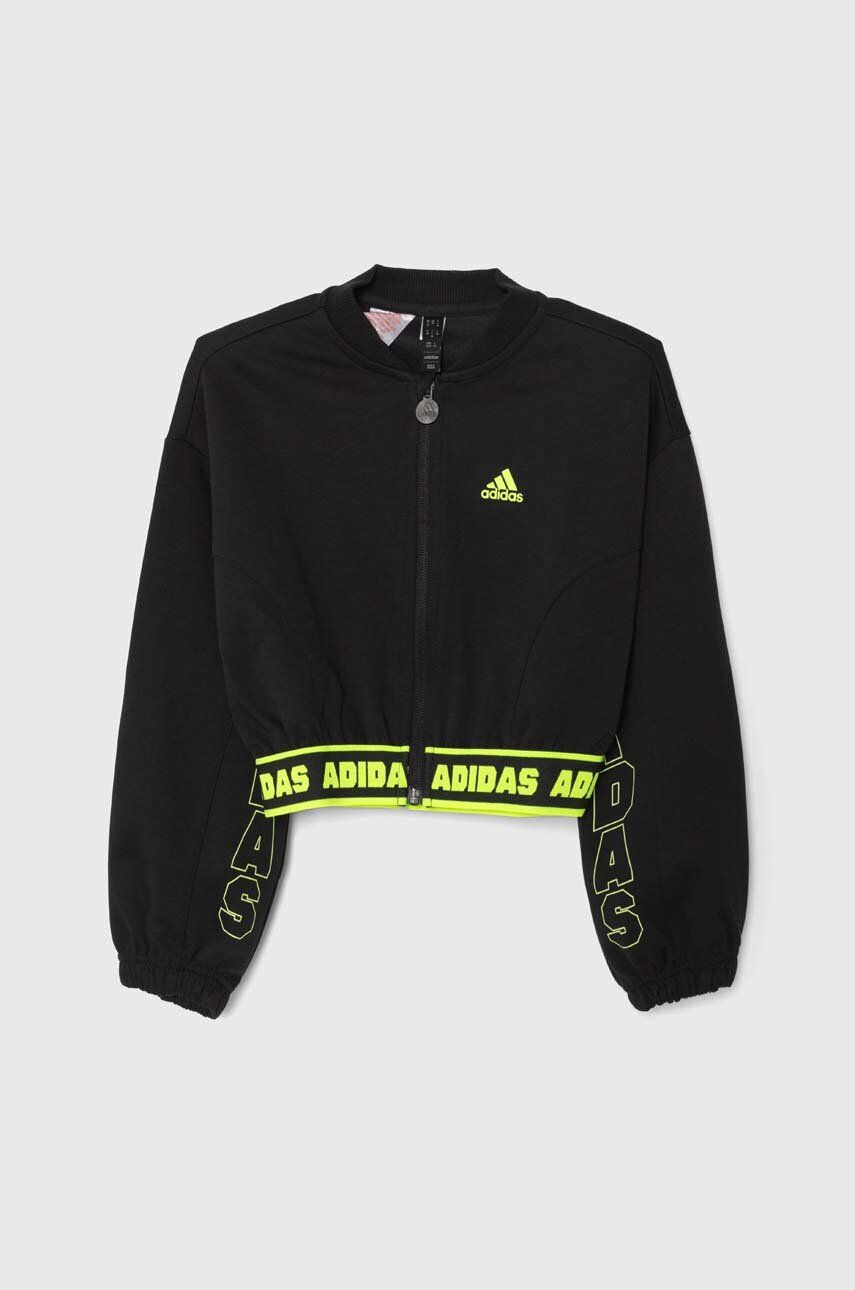 adidas Detská mikina JG D CROP BMBER čierna farba s potlačou - Pepit.sk