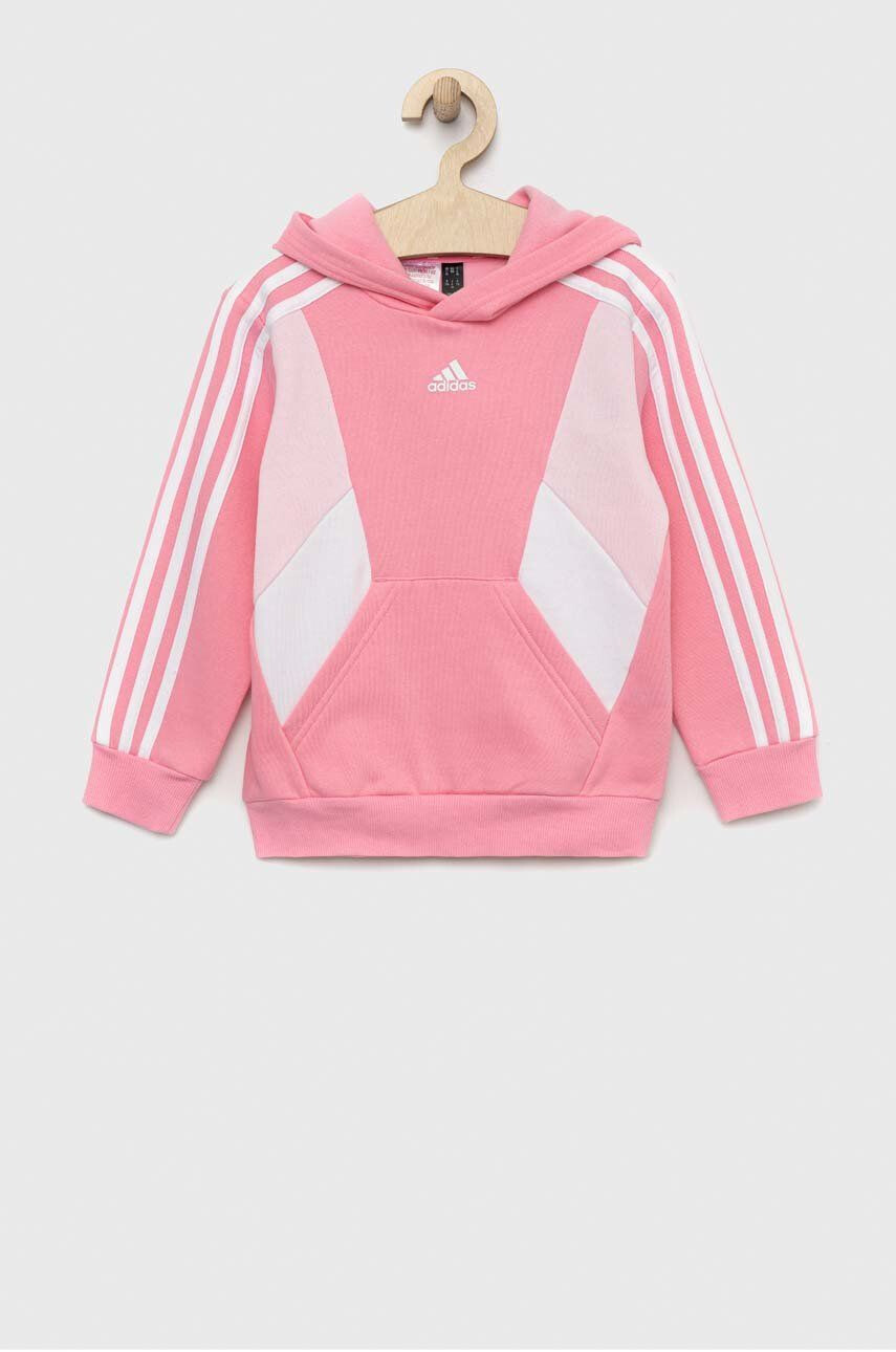 adidas Detská mikina LK CB FL HD ružová farba s kapucňou vzorovaná - Pepit.sk