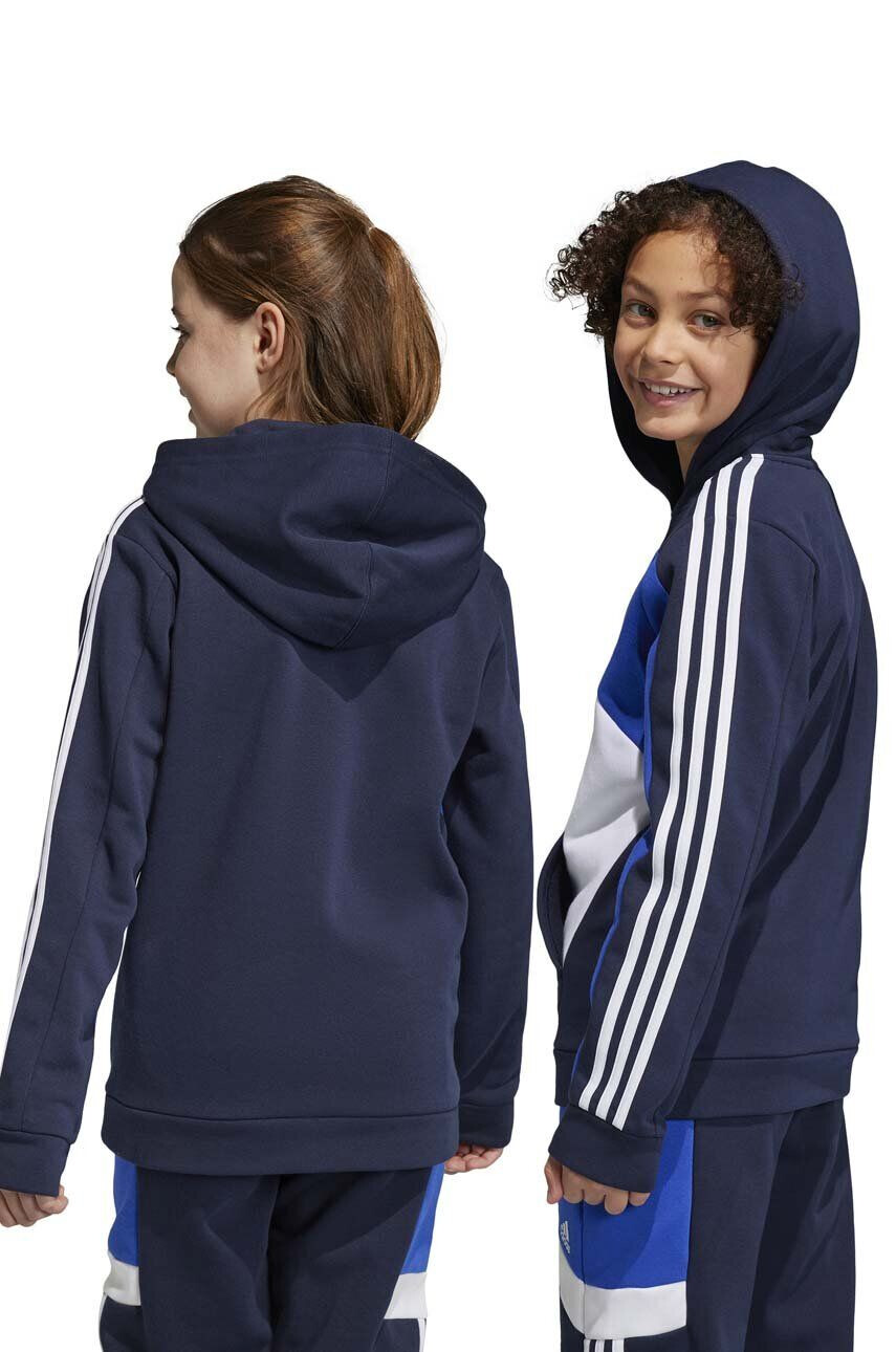 adidas Detská mikina U 3S CB HOODIE tmavomodrá farba s kapucňou vzorovaná - Pepit.sk