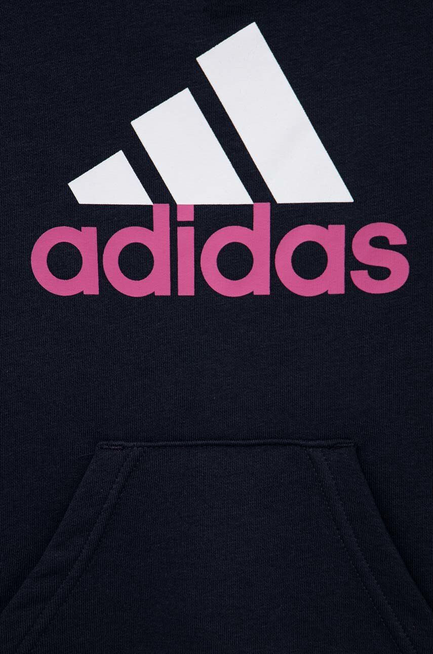 adidas Detská mikina U BL 2 HOODIE tmavomodrá farba s kapucňou s potlačou - Pepit.sk