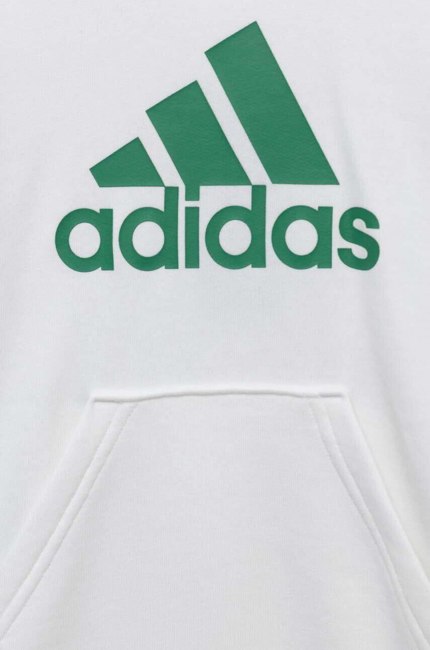 adidas Detská mikina U BL biela farba s kapucňou s potlačou - Pepit.sk