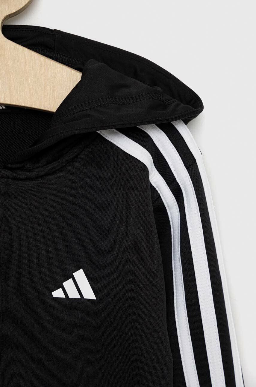 adidas Detská mikina U TR-ES 3S čierna farba s kapucňou vzorovaná - Pepit.sk