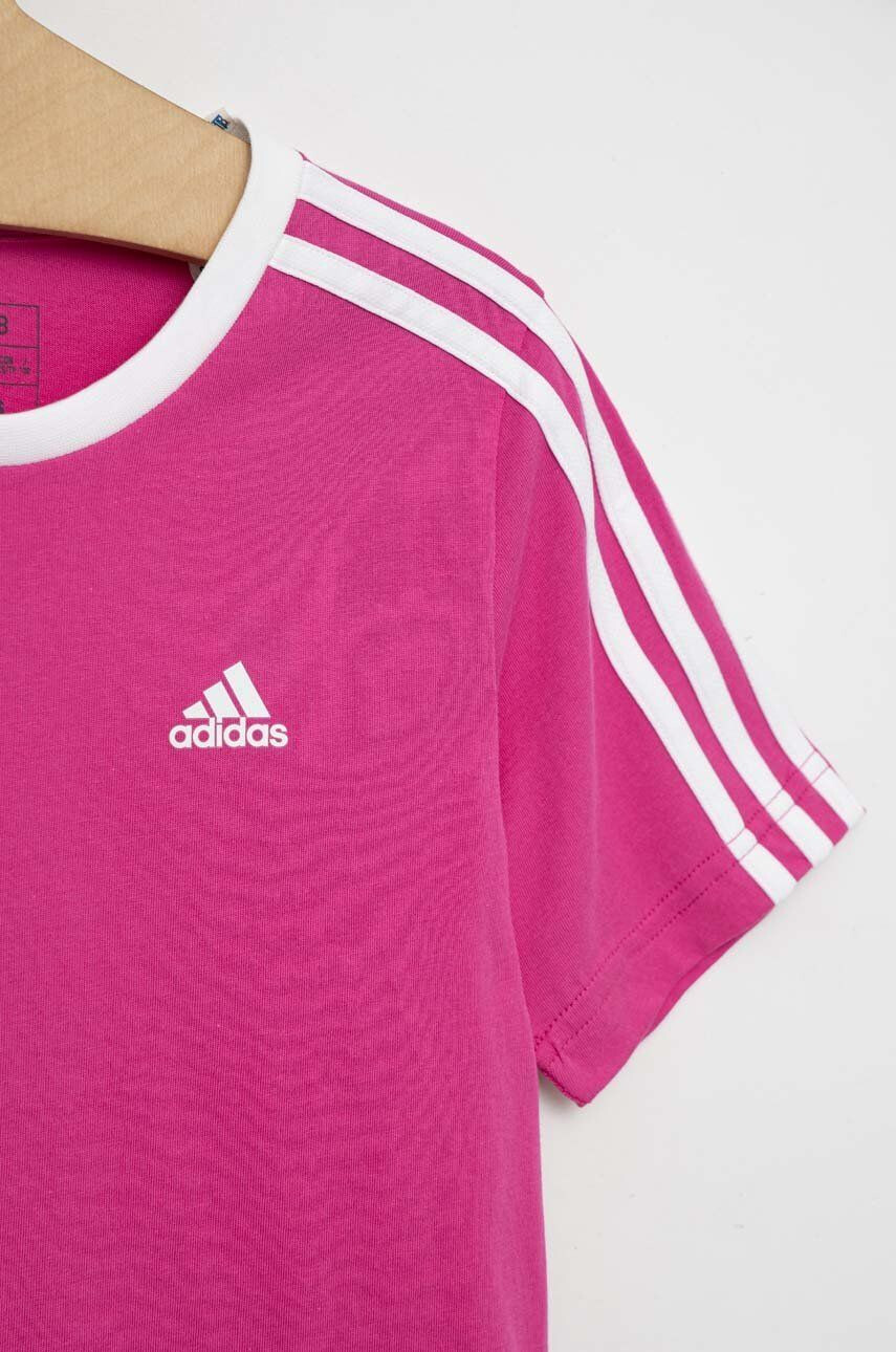 adidas Detské bavlnené tričko G 3S BF ružová farba - Pepit.sk