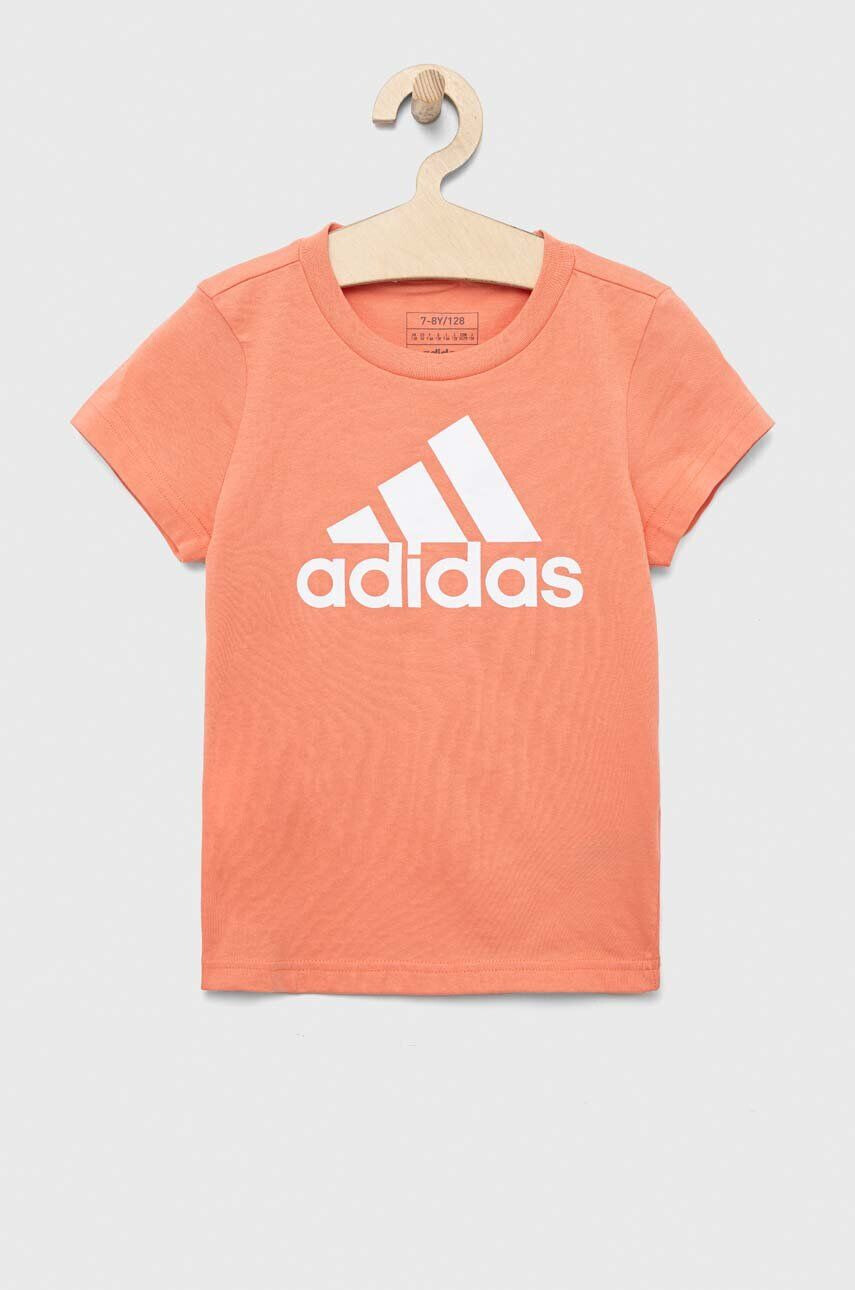 adidas Detské bavlnené tričko G BL oranžová farba - Pepit.sk