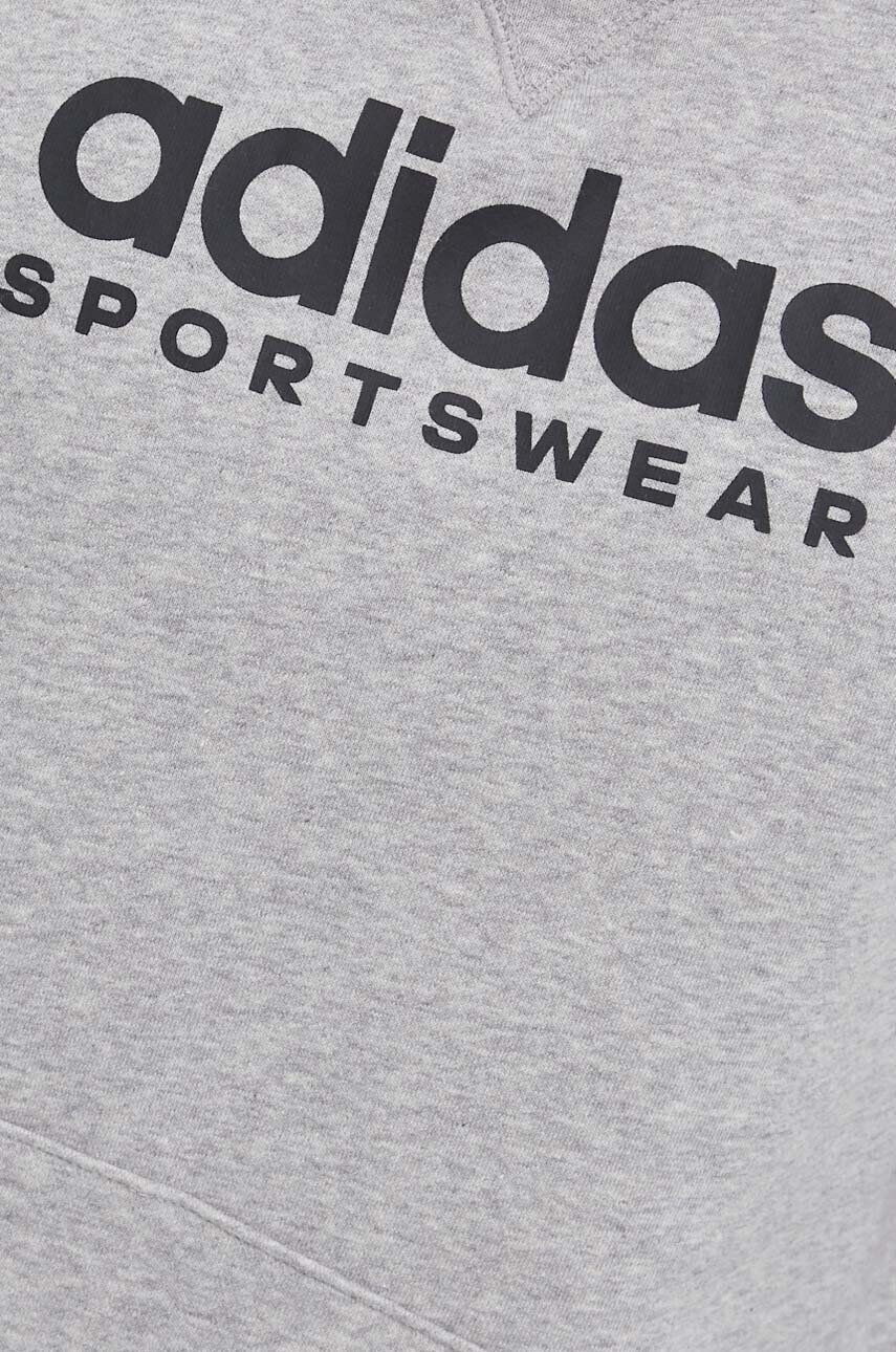 adidas Mikina pánska šedá farba s kapucňou s potlačou - Pepit.sk