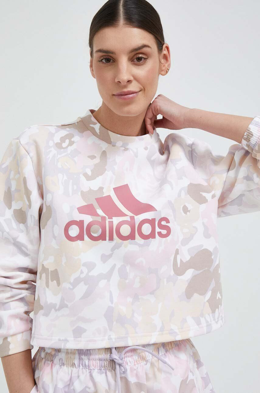 adidas Mikina dámska ružová farba vzorovaná - Pepit.sk