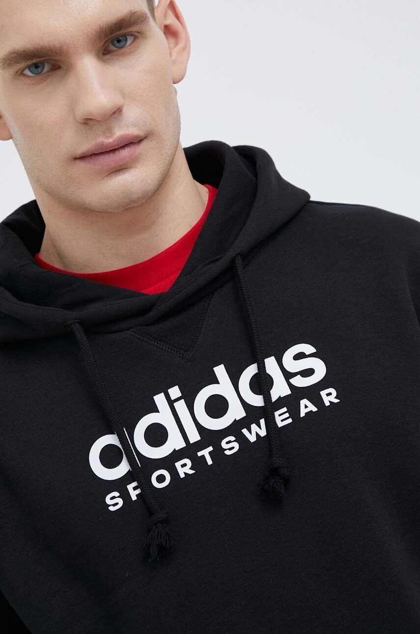 adidas Mikina pánska čierna farba s kapucňou s potlačou - Pepit.sk