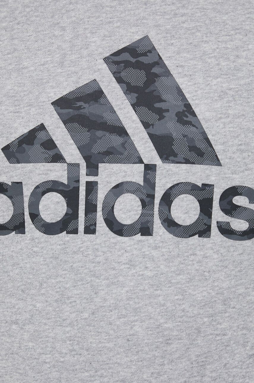 adidas Mikina pánska šedá farba s kapucňou s potlačou - Pepit.sk