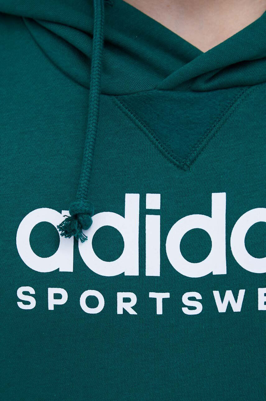 adidas Mikina pánska zelená farba s kapucňou s nášivkou - Pepit.sk