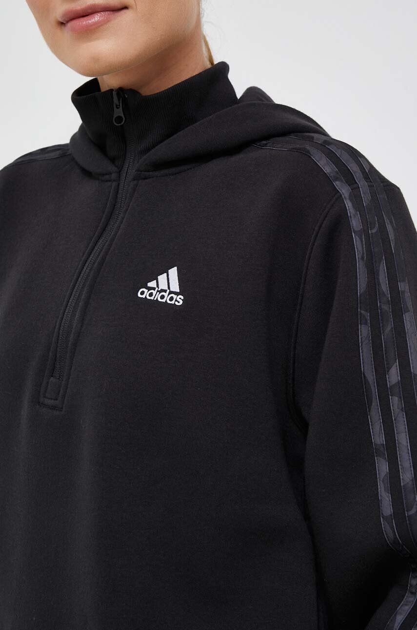 adidas Mikina dámska čierna farba s kapucňou jednofarebná - Pepit.sk