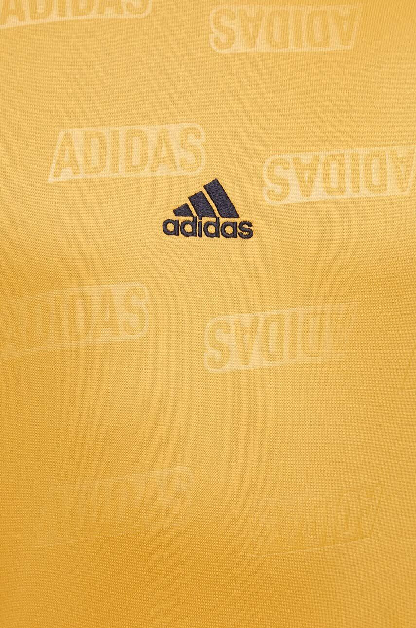 adidas Mikina pánska žltá farba s kapucňou vzorovaná - Pepit.sk