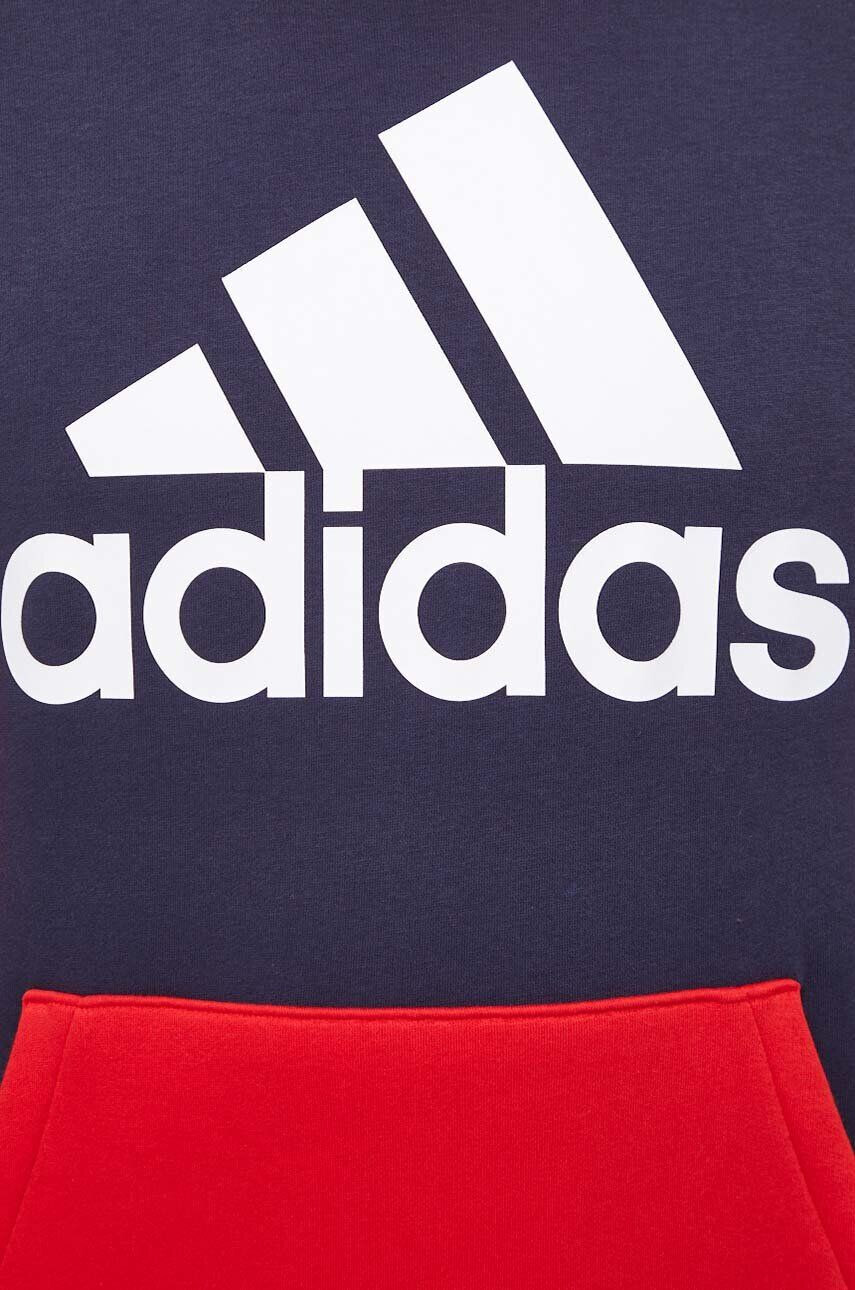 adidas Mikina pánska červená farba s kapucňou vzorovaná - Pepit.sk