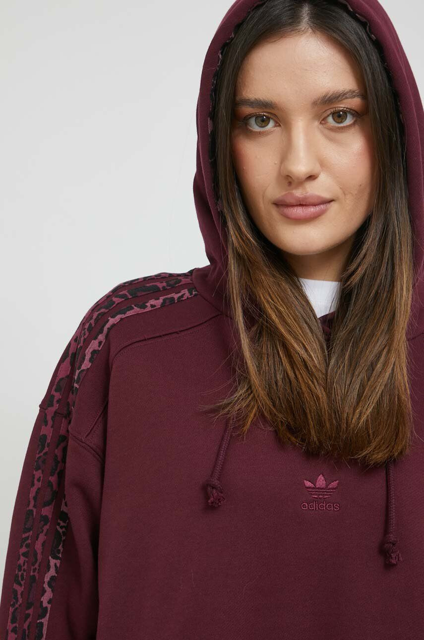 adidas Originals Bavlnená mikina dámska fialová farba s kapucňou jednofarebná - Pepit.sk