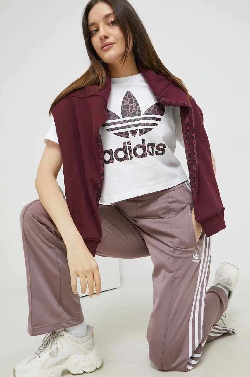 adidas Originals Bavlnená mikina dámska fialová farba s kapucňou jednofarebná - Pepit.sk