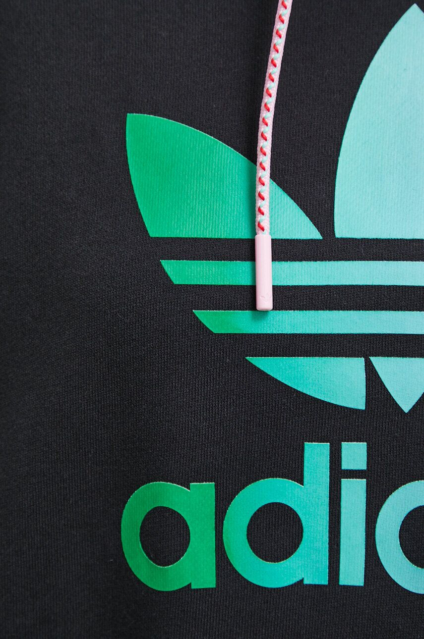 adidas Originals Bavlnená mikina dámska čierna farba s kapucňou s nášivkou - Pepit.sk