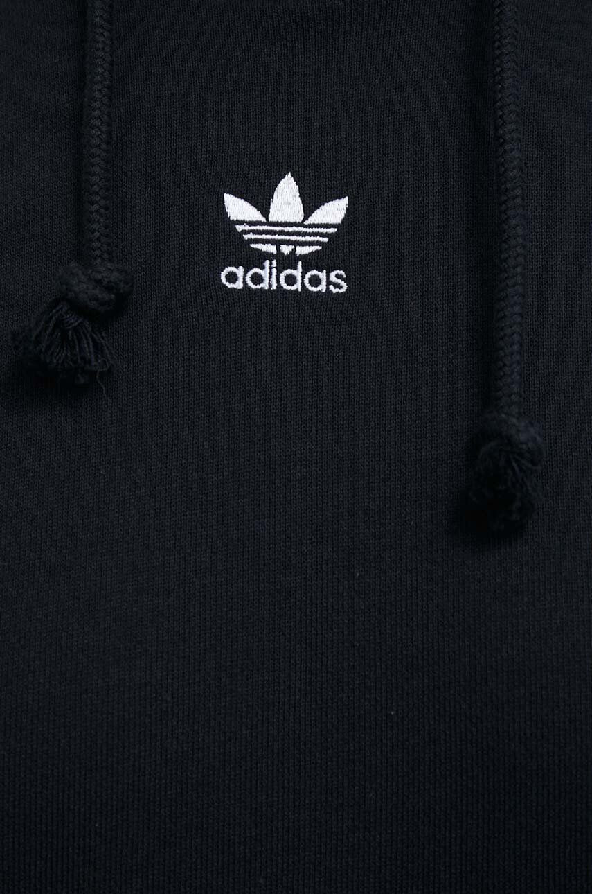 adidas Originals Bavlnená mikina dámska čierna farba s kapucňou jednofarebná - Pepit.sk