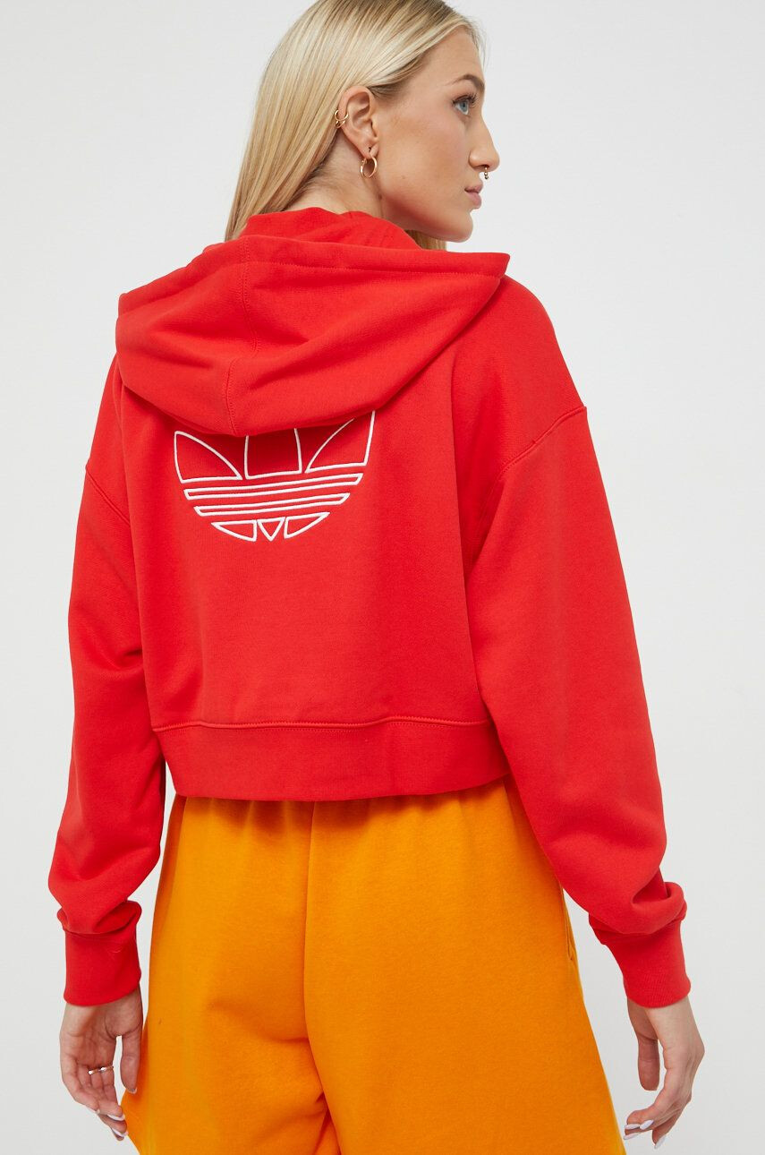 adidas Originals Bavlnená mikina dámska červená farba s potlačou - Pepit.sk