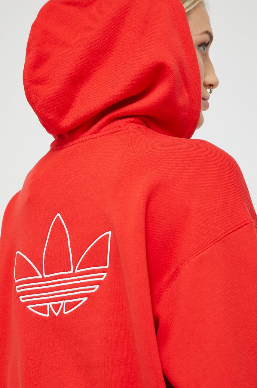 adidas Originals Bavlnená mikina dámska červená farba s potlačou - Pepit.sk