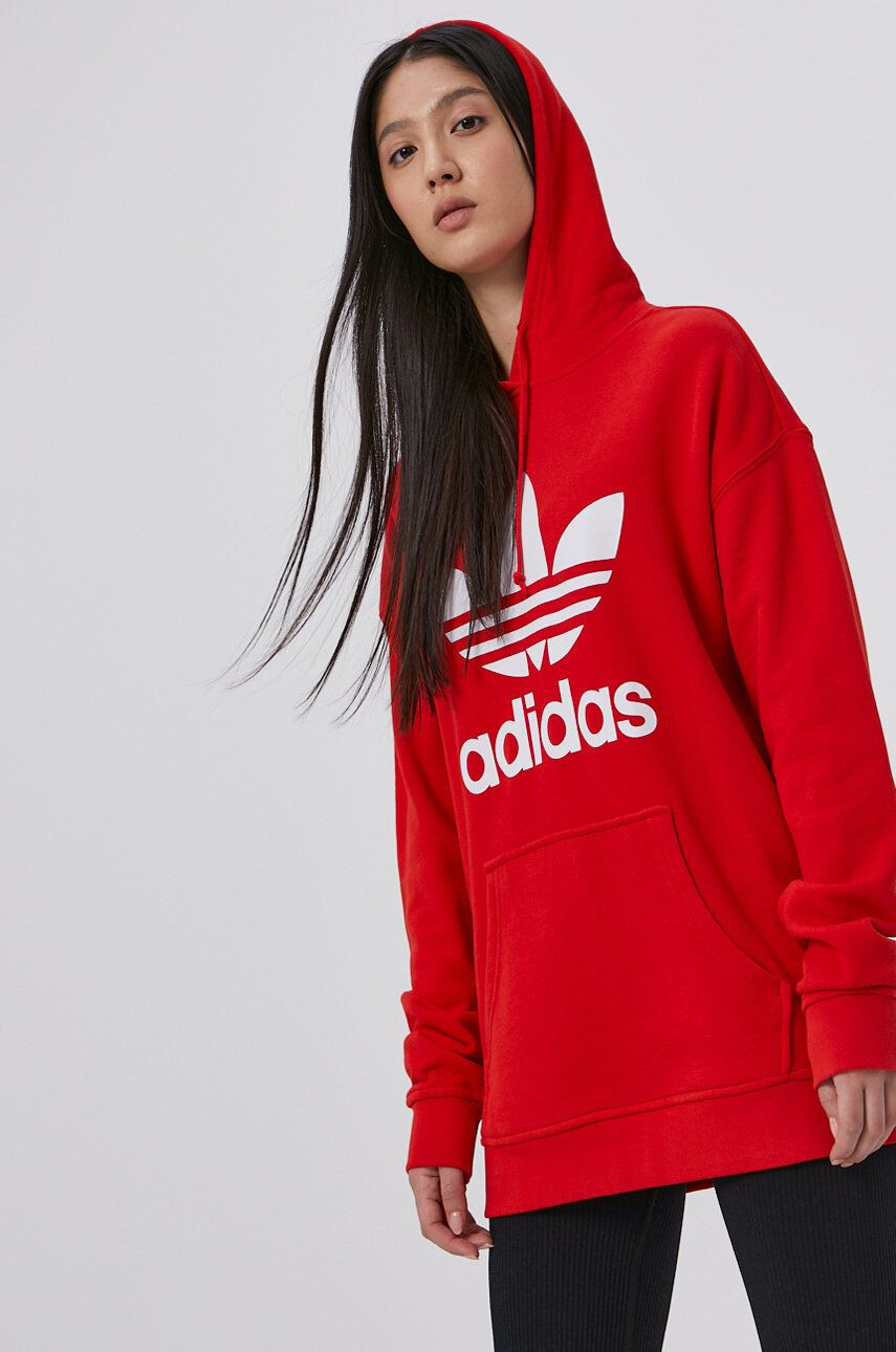 adidas Originals Bavlnená mikina pánska šedá farba s kapucňou vzorovaná - Pepit.sk