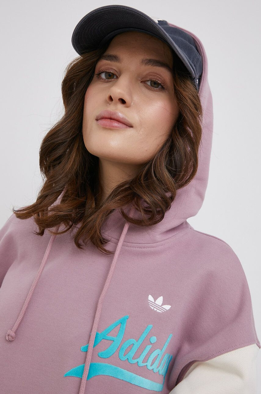 adidas Originals Bavlnená mikina pánska šedá farba s kapucňou vzorovaná - Pepit.sk