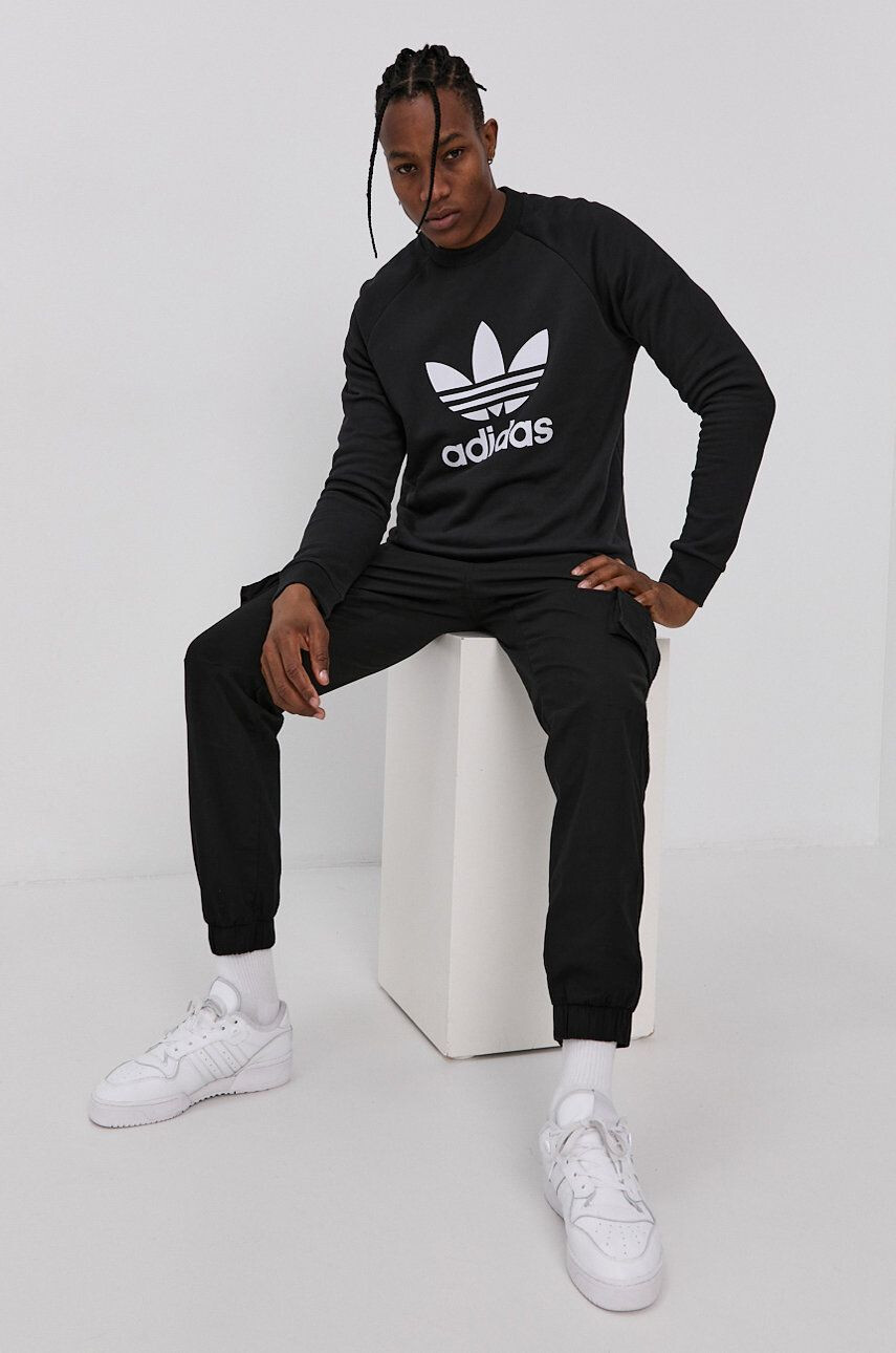 adidas Originals Bavlnená mikina H06651-BLK/WHT pánska čierna farba s potlačou - Pepit.sk