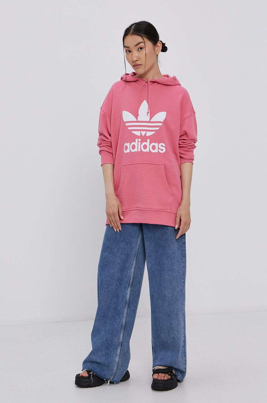 adidas Originals Bavlnená mikina HC7035-QUICRI dámska ružová farba s potlačou - Pepit.sk