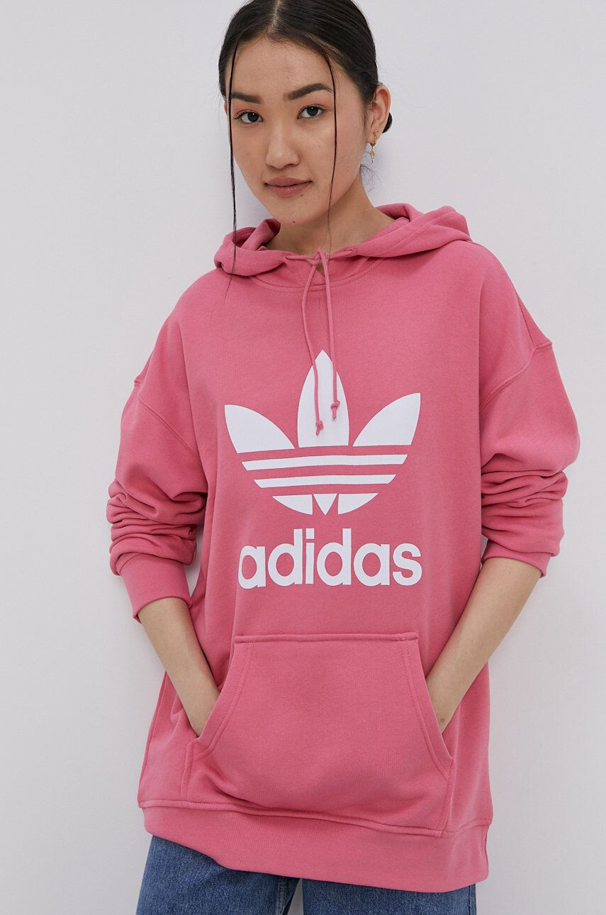 adidas Originals Bavlnená mikina HC7035-QUICRI dámska ružová farba s potlačou - Pepit.sk