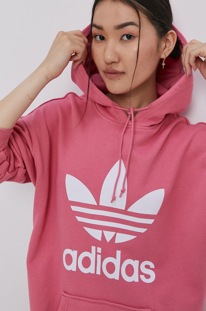 adidas Originals Bavlnená mikina HC7035-QUICRI dámska ružová farba s potlačou - Pepit.sk