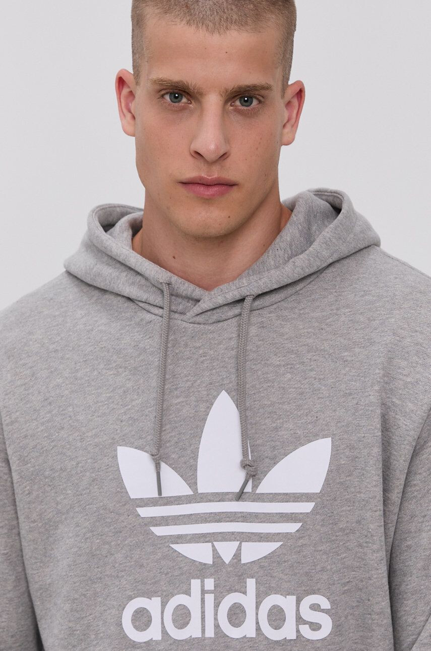 adidas Originals Bavlnená mikina H06669-MGREY/WHT pánska šedá farba s potlačou - Pepit.sk