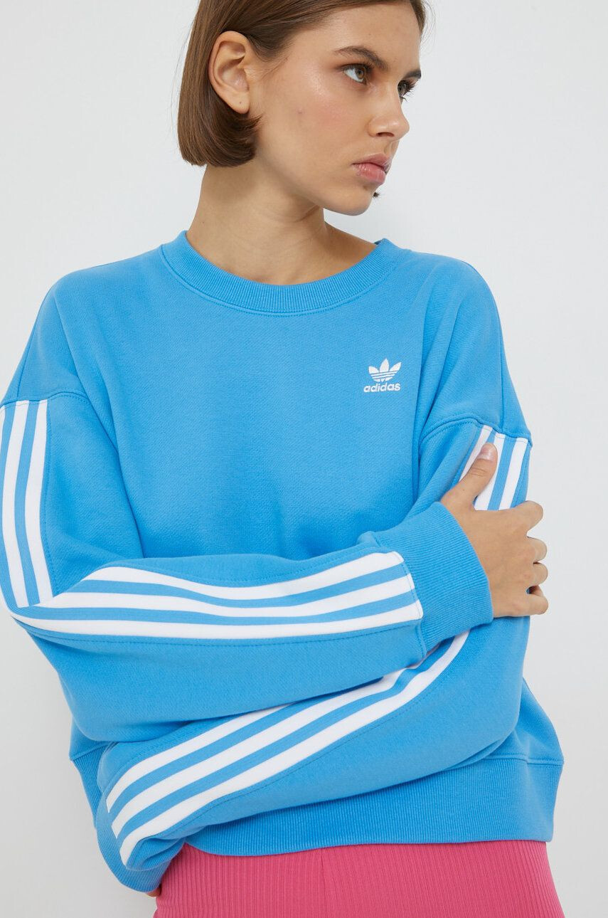 adidas Originals Bavlnená mikina dámska béžová farba s kapucňou s potlačou - Pepit.sk