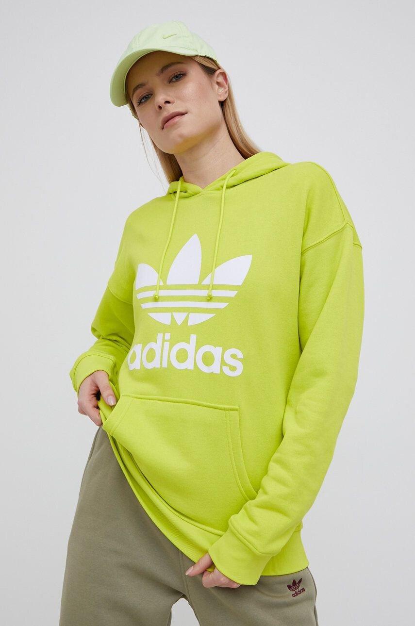 adidas Originals Bavlnená mikina Adicolor HE6950 dámska zelená farba s potlačou - Pepit.sk