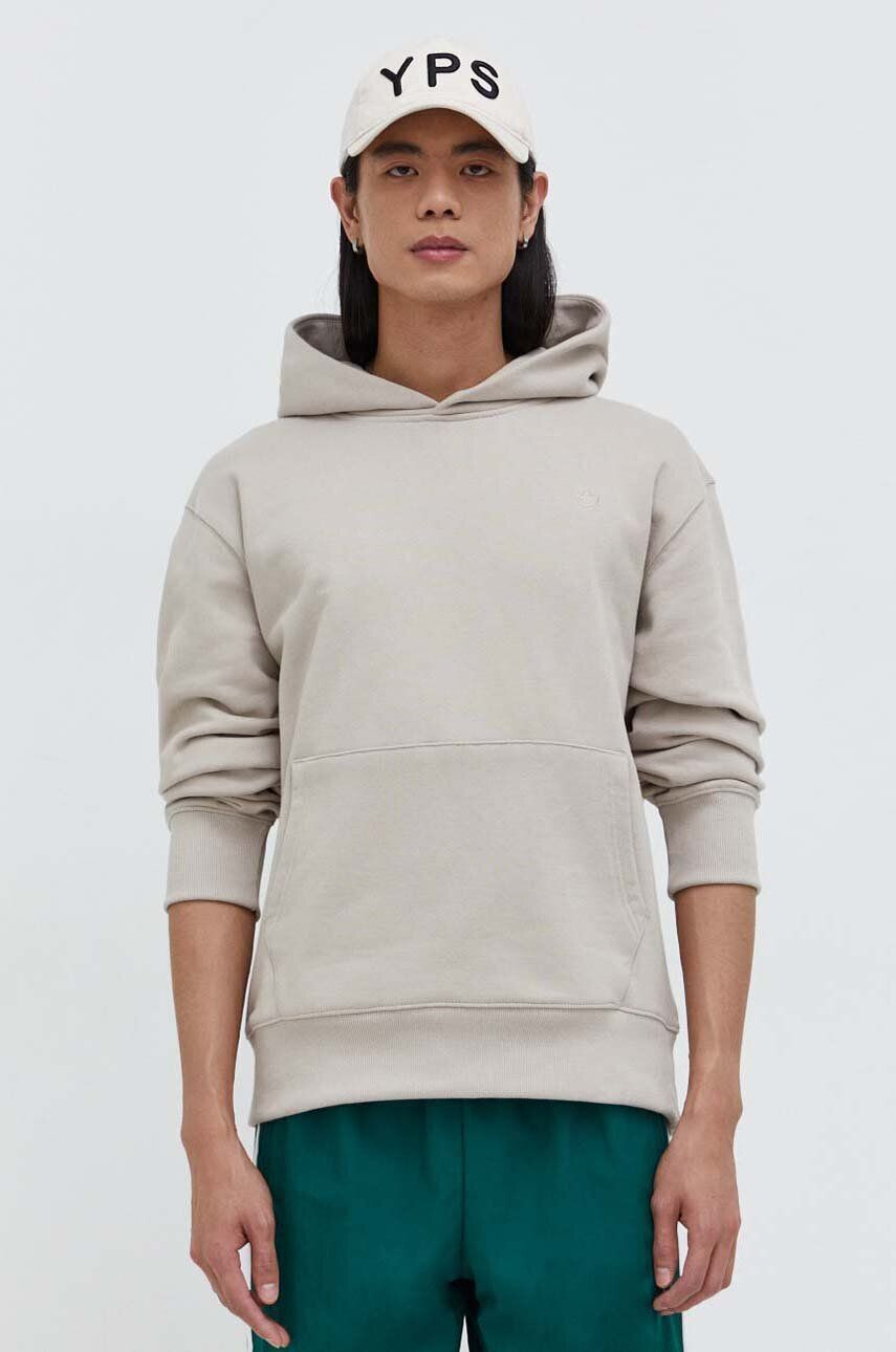 adidas Originals Bavlnená mikina Adicolor Contempo French Terry Hoodie pánska béžová farba s kapucňou jednofarebná IR7865 - Pepit.sk