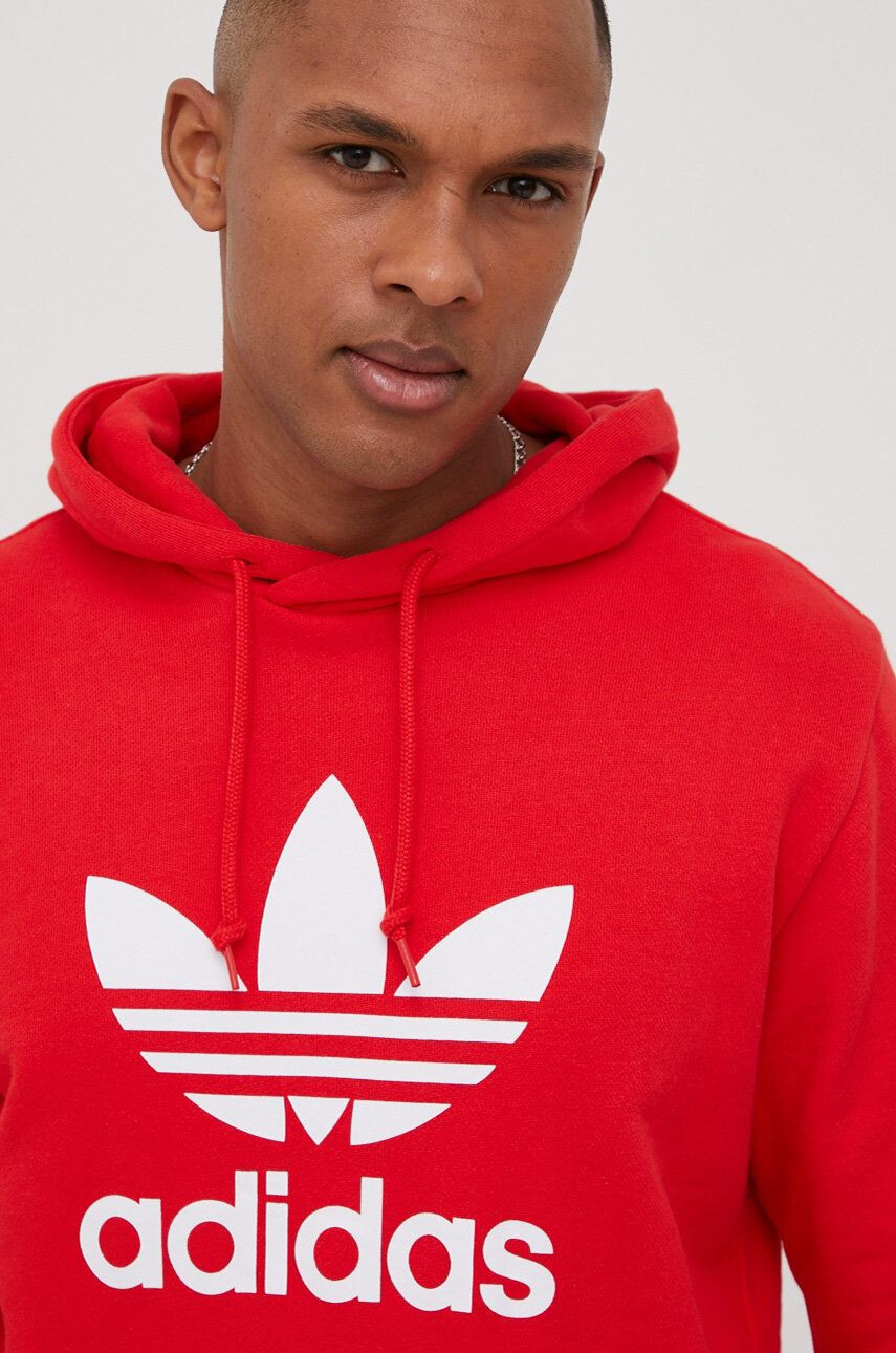 adidas Originals Bavlnená mikina Adicolor HE9500-VIRED/WHT pánska červená farba s potlačou - Pepit.sk