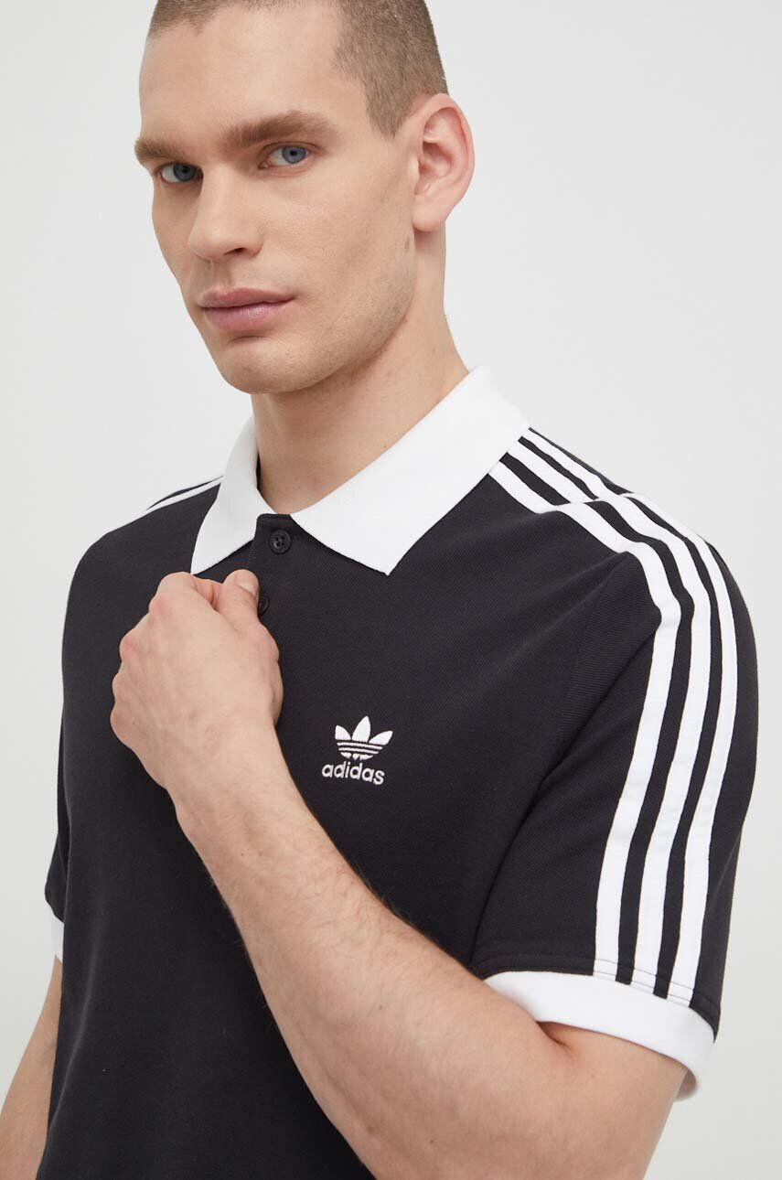 adidas Originals Bavlnené polo tričko Adicolor Classics 3-Stripes čierna farba s nášivkou IL2501 - Pepit.sk