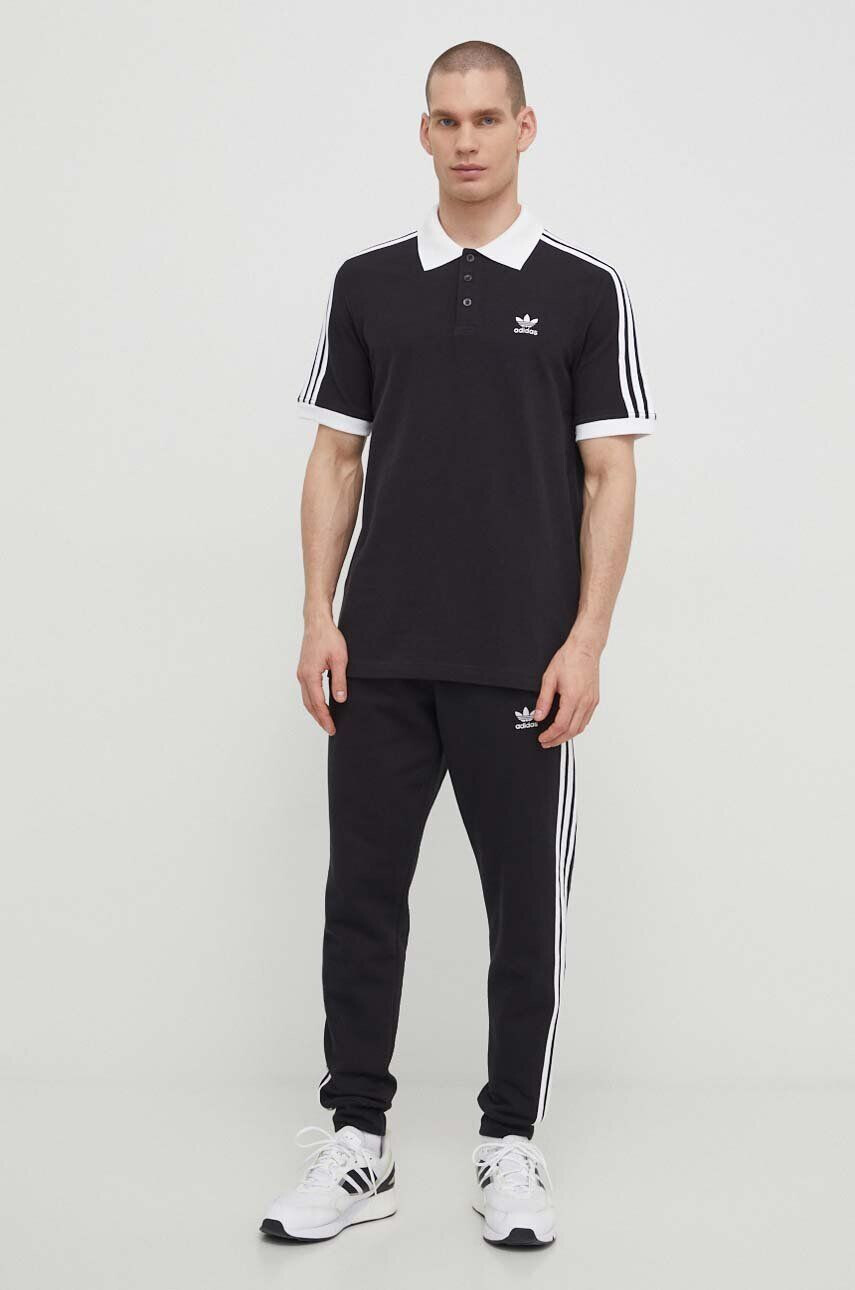 adidas Originals Bavlnené polo tričko Adicolor Classics 3-Stripes čierna farba s nášivkou IL2501 - Pepit.sk