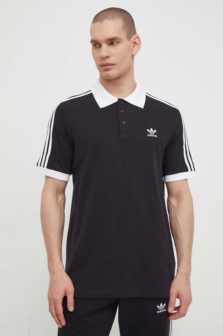 adidas Originals Bavlnené polo tričko Adicolor Classics 3-Stripes čierna farba s nášivkou IL2501 - Pepit.sk