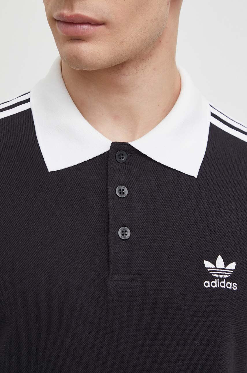 adidas Originals Bavlnené polo tričko Adicolor Classics 3-Stripes čierna farba s nášivkou IL2501 - Pepit.sk