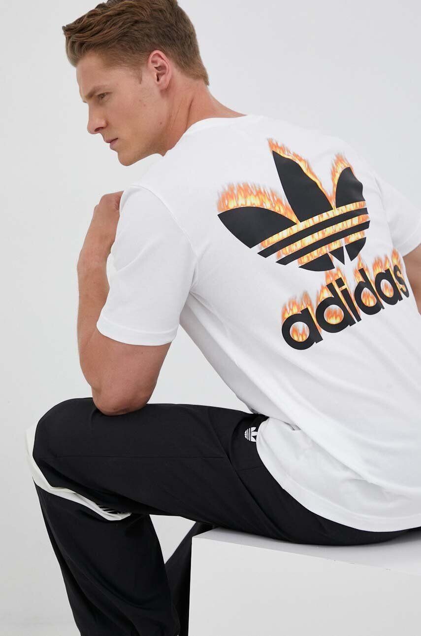 adidas Originals Bavlnené tričko biela farba s potlačou - Pepit.sk